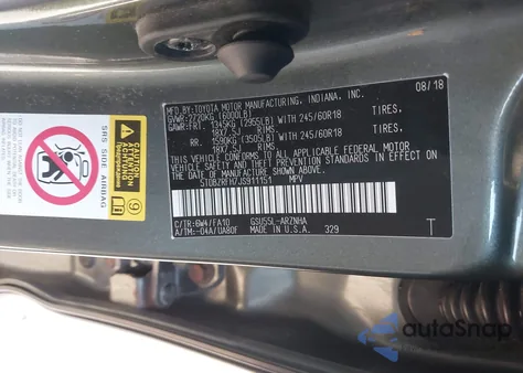 2018 Toyota Highlander Le Plus из США, поврежденный, VIN 5TDBZRFH7JS911151